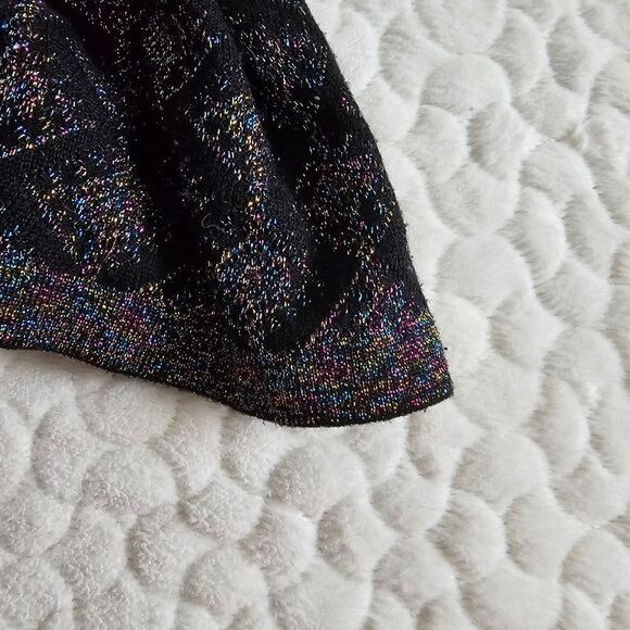 Vintage jumper sweater lightweight black rainbow thread 80s 90s - Picture 6 of 9